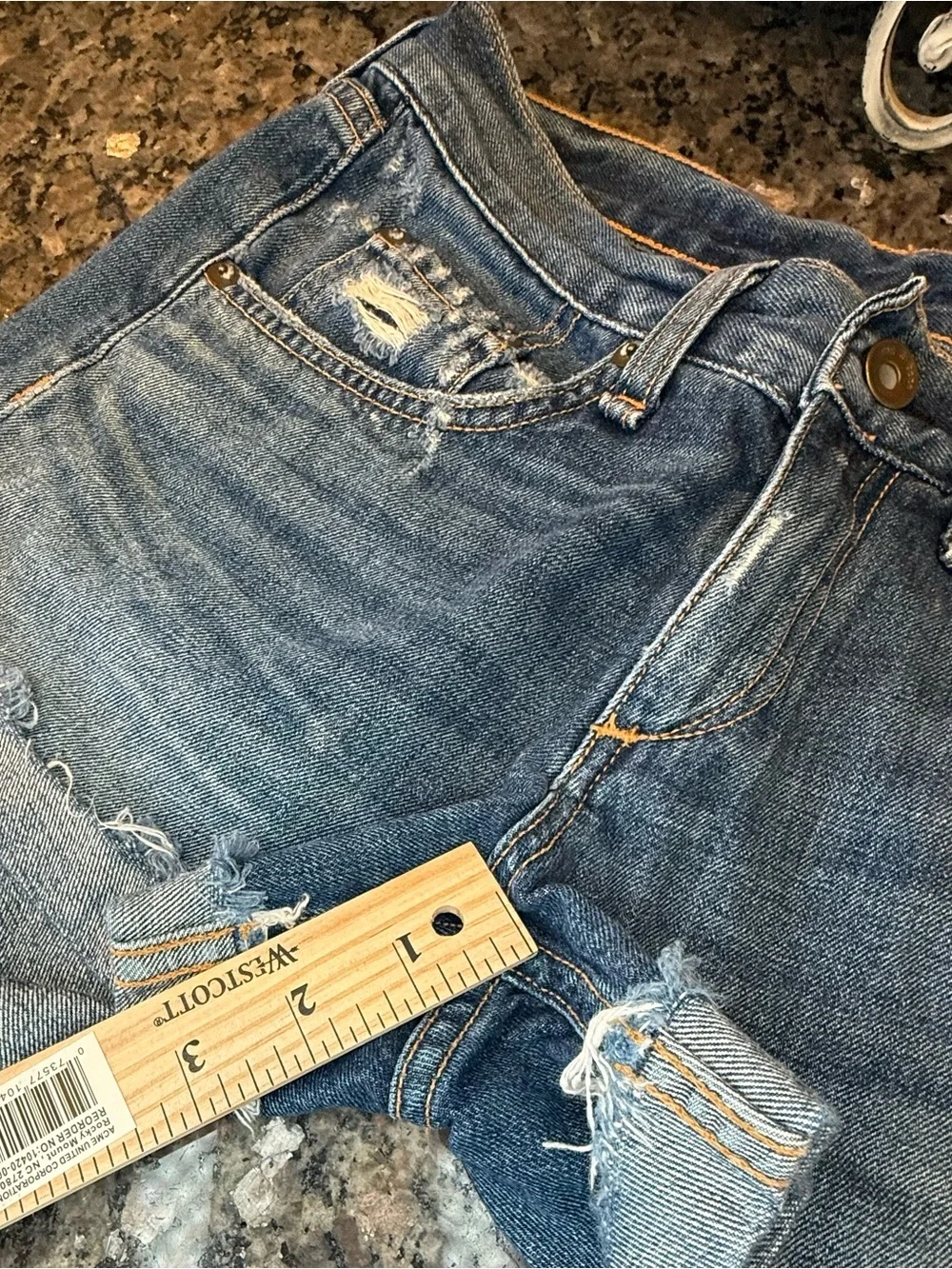 rag & bone/Woodstock JEAN Blue Denim Shorts 23 Mid Rise 3